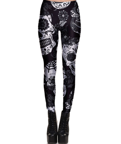 Leggings Fitness High Quality Women's Purple Skull Vines