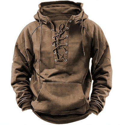 Ins Lace-up Hoodie Casual Sports Pocket Sweatshirt