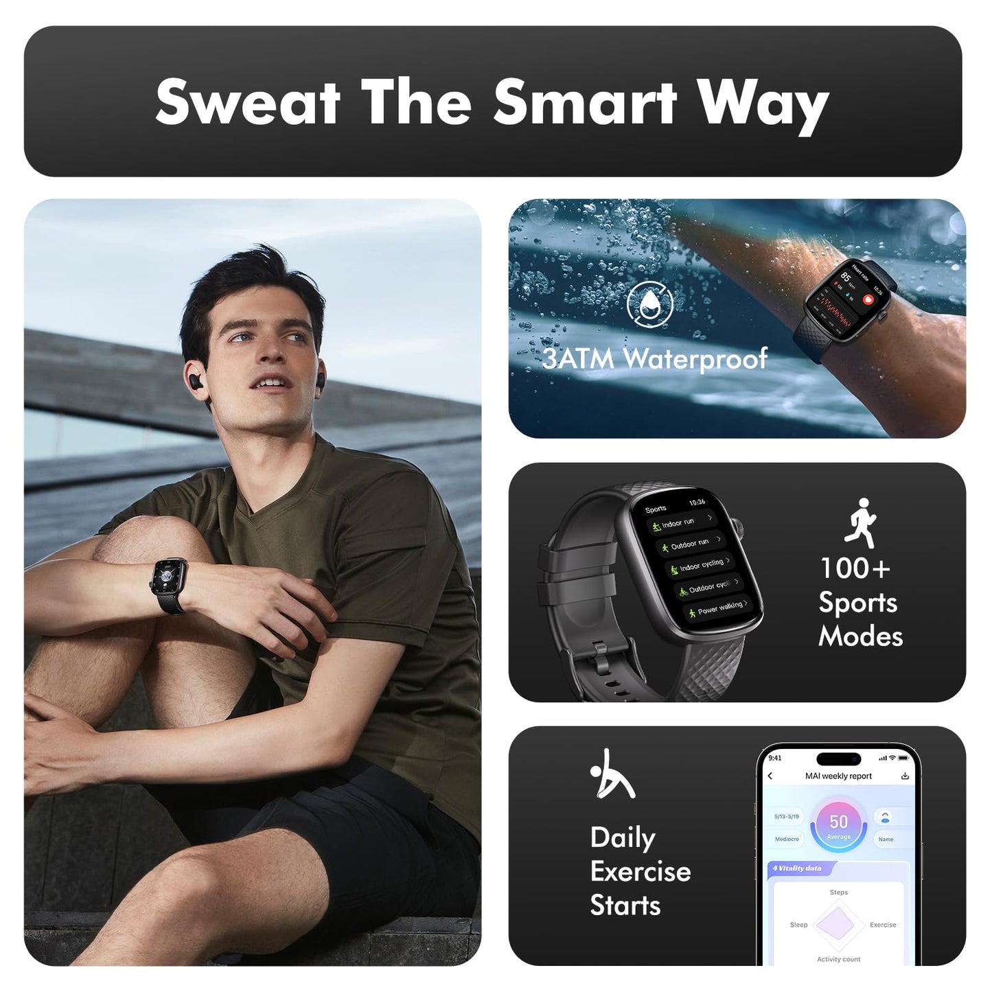 Smart Watch Bluetooth Call &1.95 HD Screen -Heart Rate