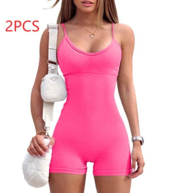 Spaghetti Strap Shorts Jumpsuit Sports Yoga Workout