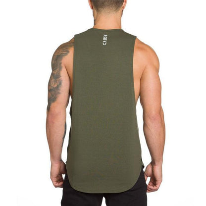 Men Long Tank Muscle Workout T-Shirt  Bodybuilding Gym Tops