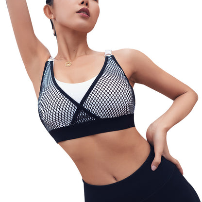 Mesh stitching sports bra