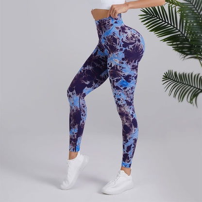 Tie-dye Printed Yoga Pants Fashion Seamless High-waisted