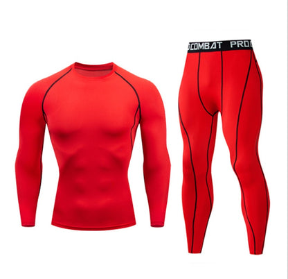 Fitness suit men's gym sports tights long-sleeved trousers