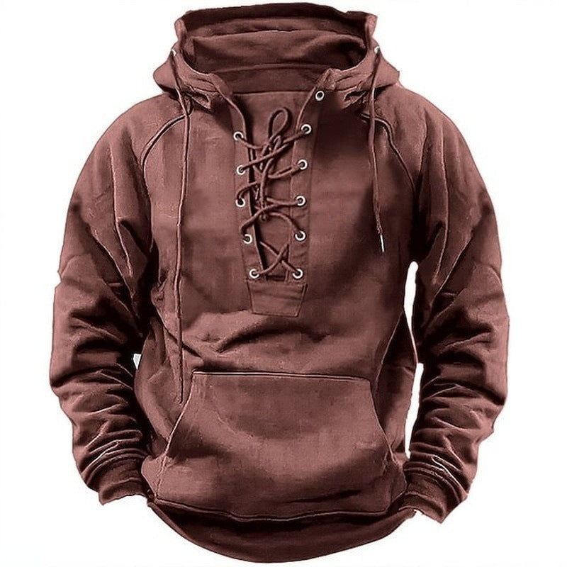 Ins Lace-up Hoodie Casual Sports Pocket Sweatshirt