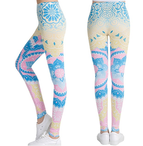 Printed thin pencil feet pants stretch big ladies yoga pants leggings