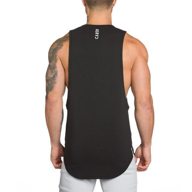 Men Long Tank Muscle Workout T-Shirt  Bodybuilding Gym Tops