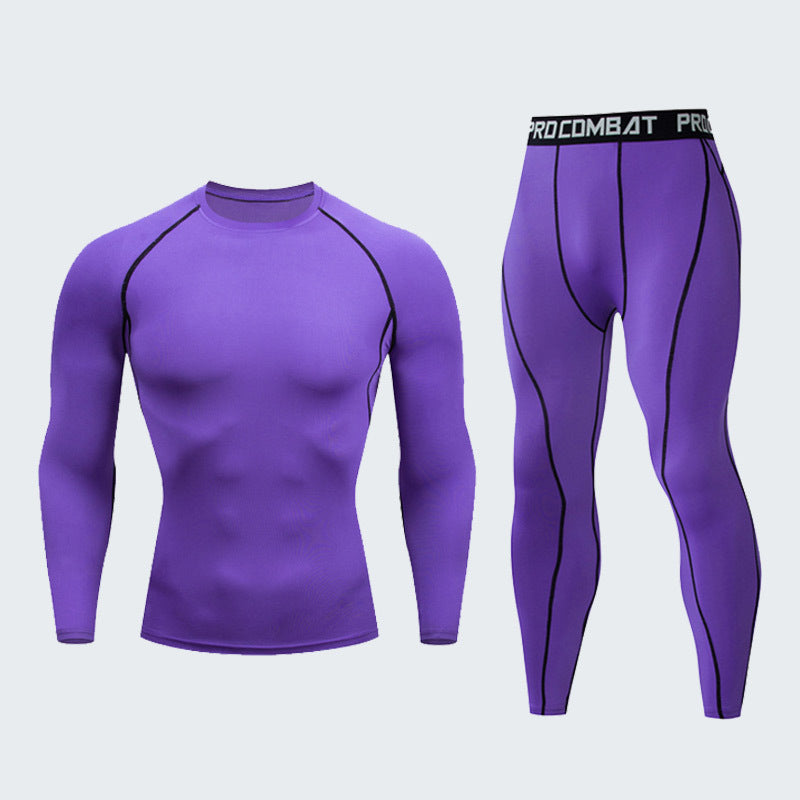 Fitness suit men's gym sports tights long-sleeved trousers