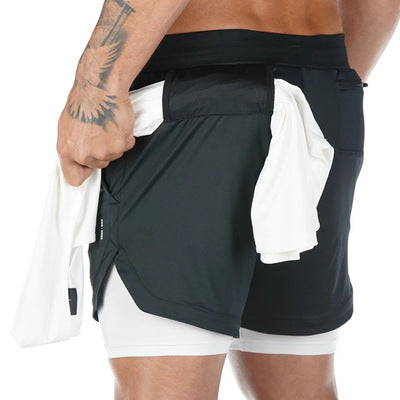 Male muscular brothers running training shorts