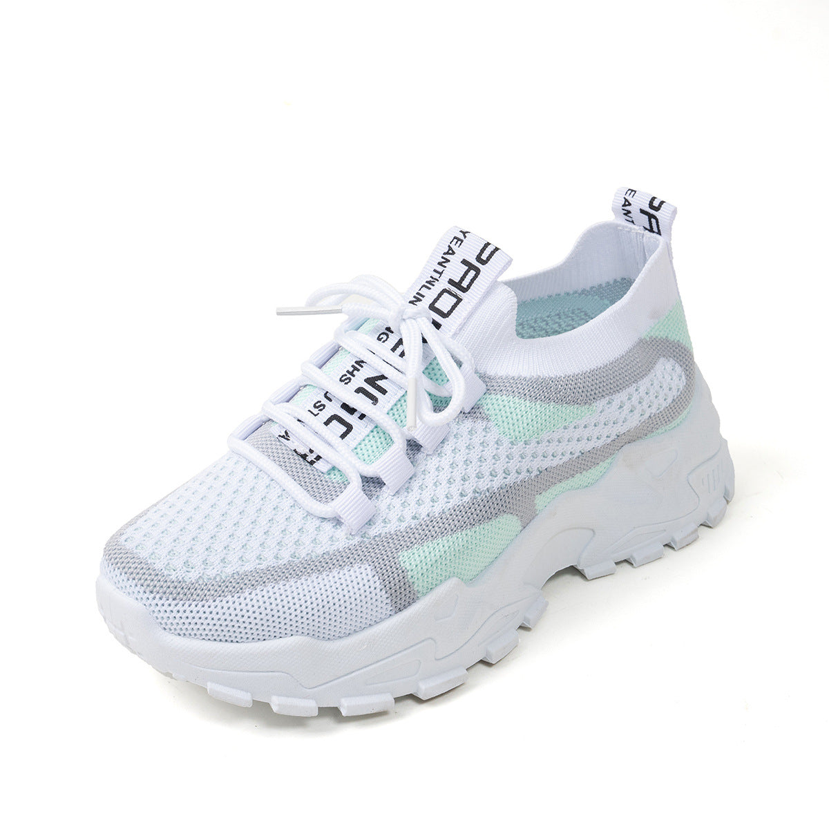 Flyknit Mesh Shoes Women's Breathable Lace-up Running Shoes