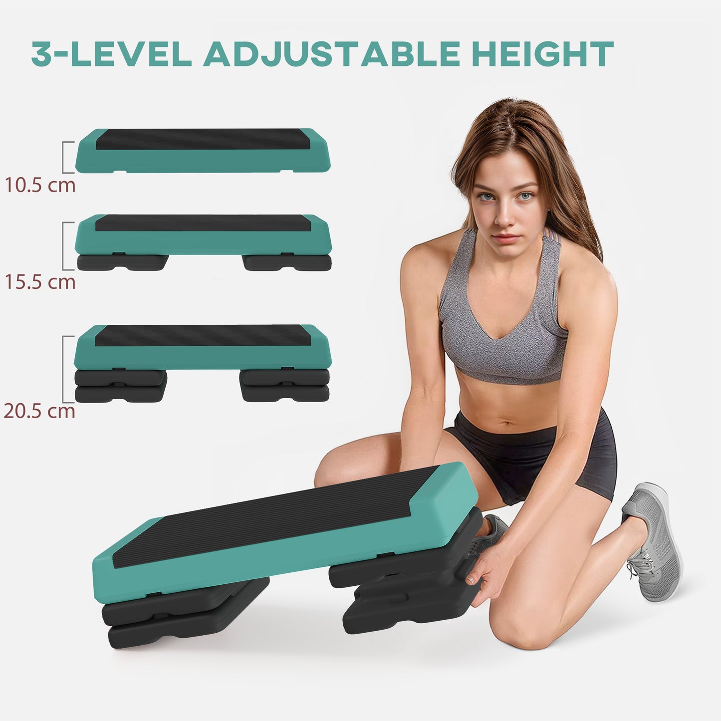SPORTNOW Adjustable Fitness Stepper With Non-Slip Surface