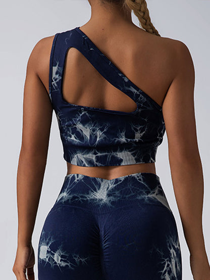 Seamless One Shoulder Sports Bra Leggings Gym