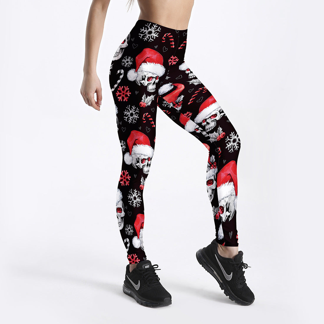 Skull Christmas Hat Thin Breathable Capris Sports Fitness