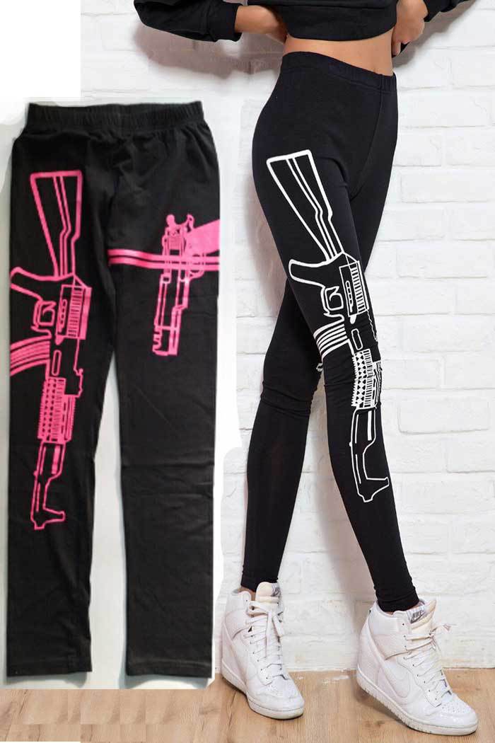 Letter printed cotton leggings mid-rise cropped pants yoga pants