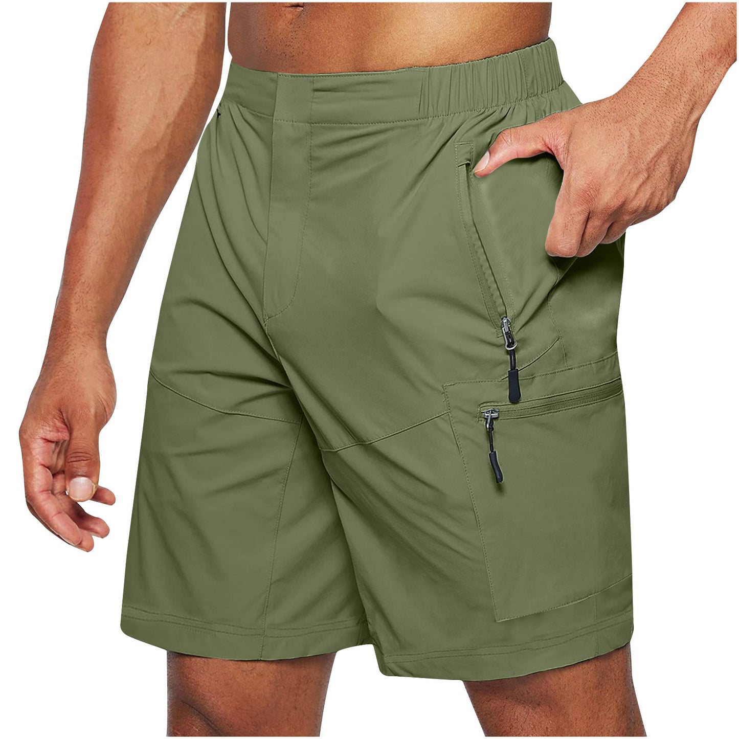 Men'S Casual Elastic Waist Strap Summer Shorts Knee-Length