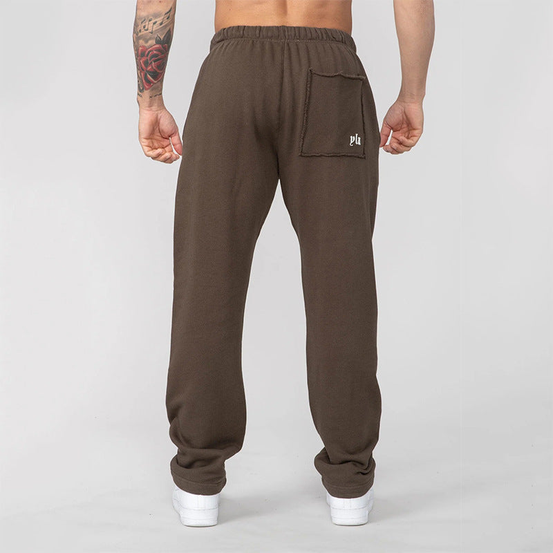 Cotton Fitness Men's Running Wide Leg Casual Straight Pants