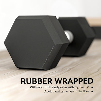 2x6kg Hex Dumbbells Set Rubber Dumbbells Weight Lifting