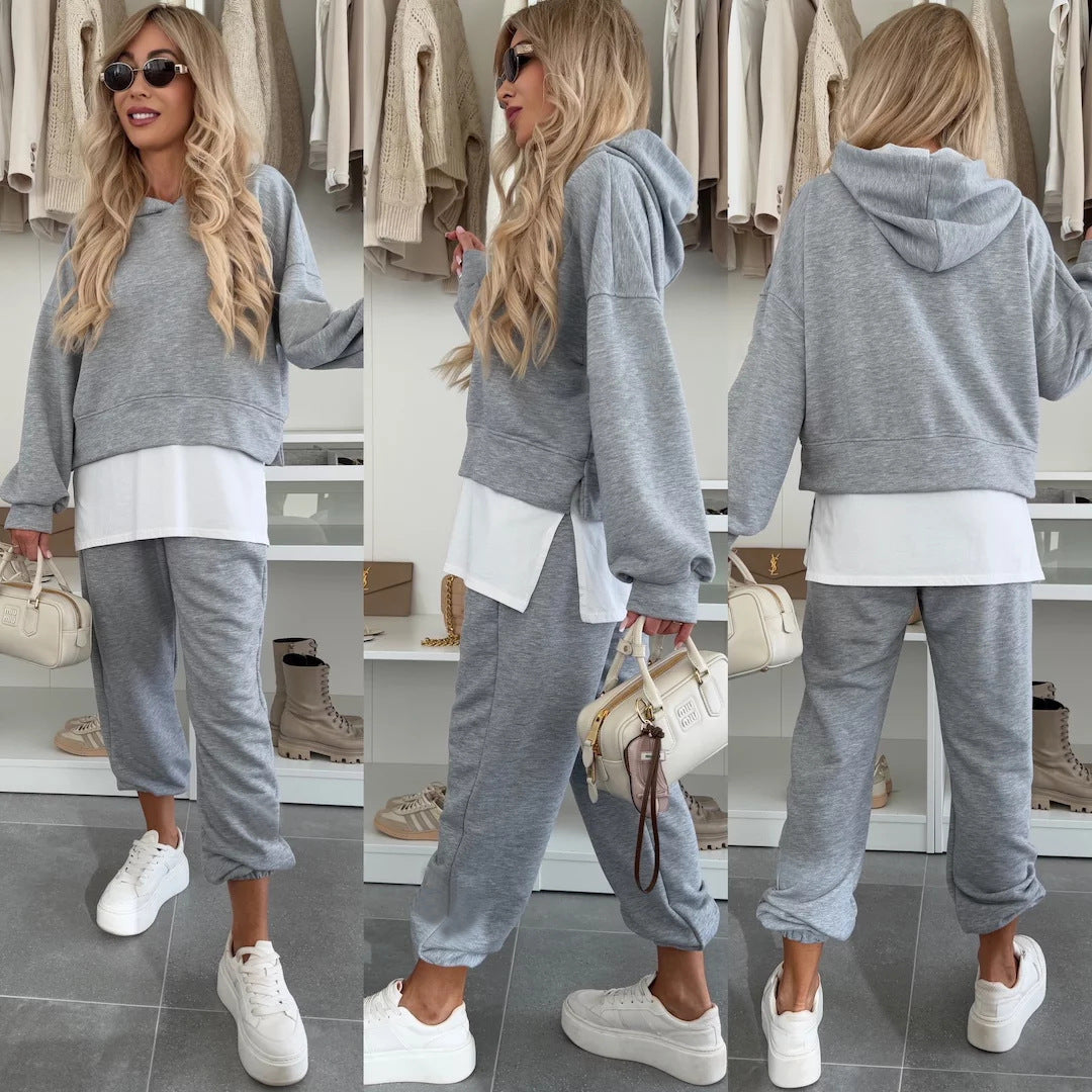 Hooded Sweatshirt Suit Loose Long Sleeve Spots Set