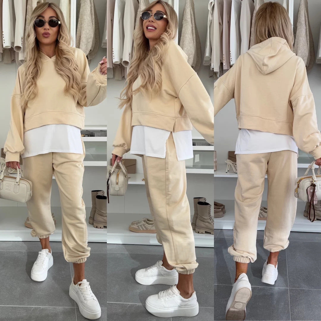 Hooded Sweatshirt Suit Loose Long Sleeve Spots Set