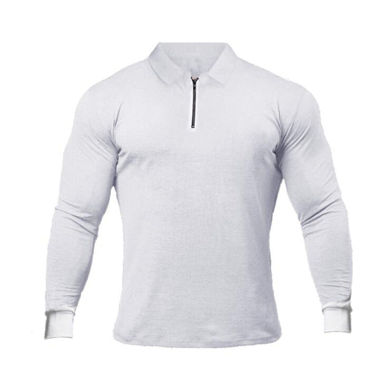 Fitness Sports Long-sleeved Polo Shirt Men Fashion Casual