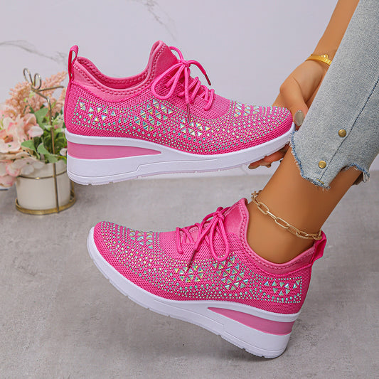 Ins Rhinestone Sneakers Fashion Lace Up Women's Sports Shoes