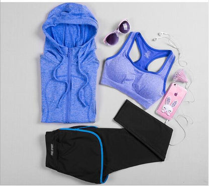 Yoga clothing three-piece women's sports fitness cardigan