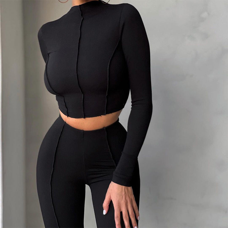 Reverse Wear Design Sense High Waist Slim Sports Suit