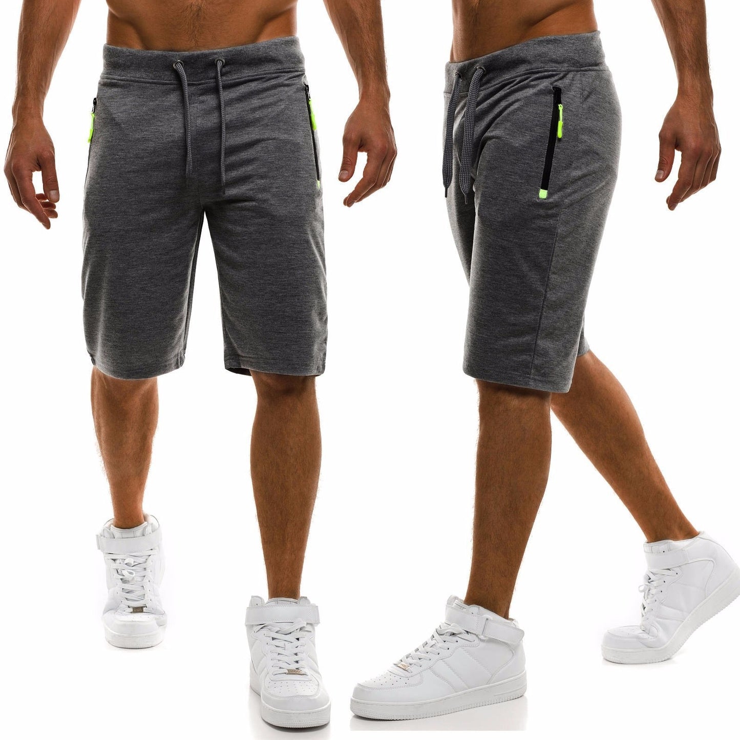 Shorts Sports Fitness Five-Point Pants Tether Zipper Shorts