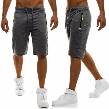 Shorts Sports Fitness Five-Point Pants Tether Zipper Shorts