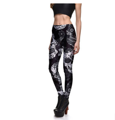 Leggings Fitness High Quality Women's Purple Skull Vines