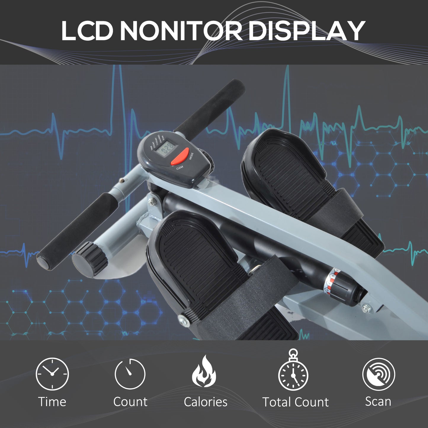 Rowing Machine Cardio Rower Workout Fitness Body Tonner