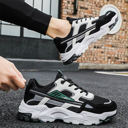 Black White Lace-up Sneakers Men Outdoor Breathable Shoes