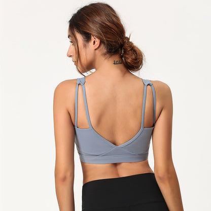 Shockproof gathered sports bra