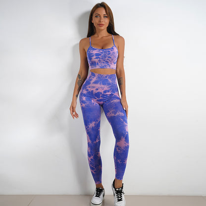 Women's Tie-dye Print Yoga Suit Women Fitness Sports