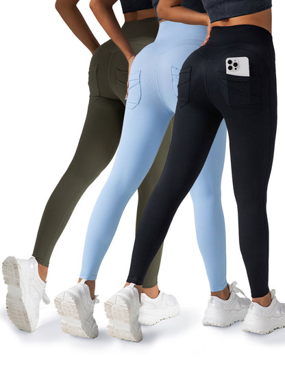 3 Pack Womens Yoga Leggings 4-Way Stretch High Waisted