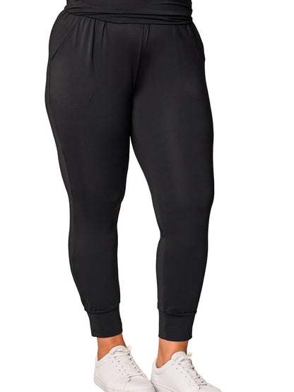 Casual Plus Size Fitness Cropped Tight Solid Color High Waist Leggings Women