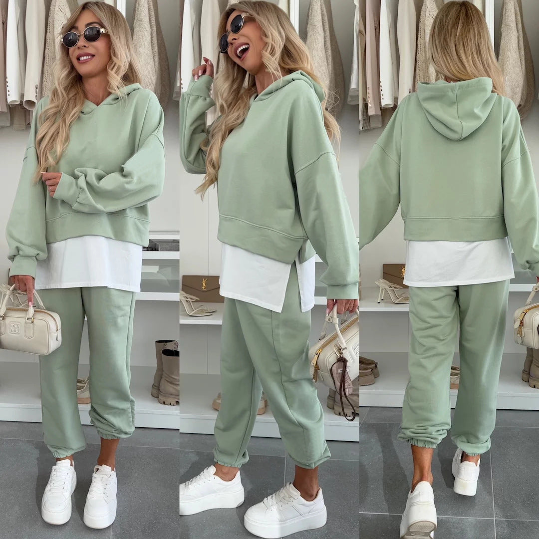 Hooded Sweatshirt Suit Loose Long Sleeve Spots Set