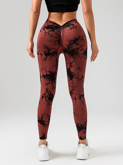 Tie Dye Slimming Yoga Leggings, Butt Lifting High Stretch