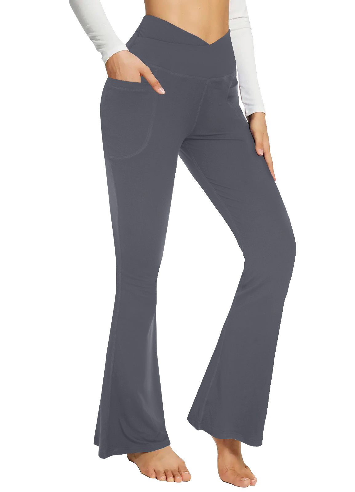 Flare Leggings For Women With Pockets - Crossover Gym Workout