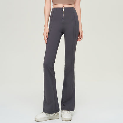 High Waist Zipper Bell-bottom Trousers For Women Slimming Butt