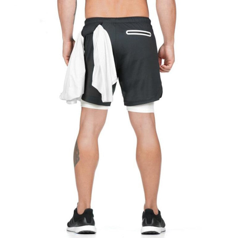 Running Shorts Men 2 In 1 Double-deck Quick Dry GYM Sport Shorts Fitness