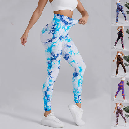 Tie-dye Printed Yoga Pants Fashion Seamless High-waisted