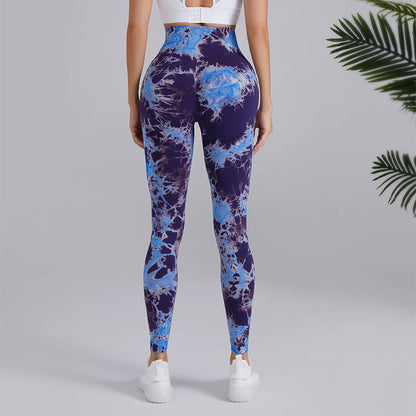 Tie-dye Printed Yoga Pants Fashion Seamless High-waisted