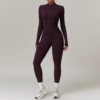 Warm Zipper Long-sleeved Jumpsuit Yoga Fitness Sports