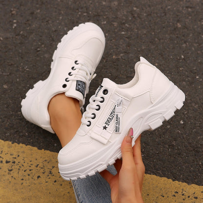 Lace-up Sports Shoes With Side-Zipper Design Fashion