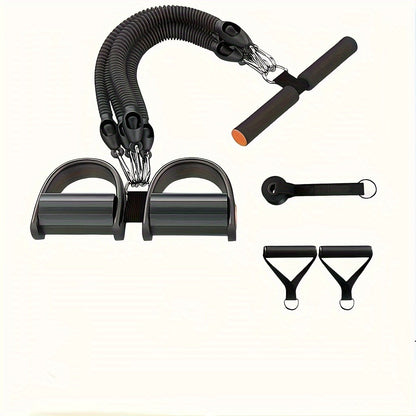 A Set Of Adjustable Resistance Tension Bands With Foot Pedals And Handles