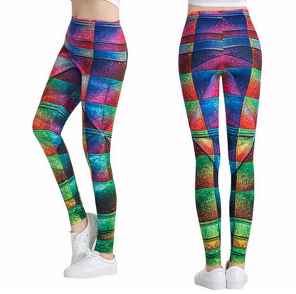 Printed thin pencil feet pants stretch big ladies yoga pants leggings