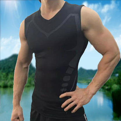 Elastic sweat-absorbent and quick-drying training vest