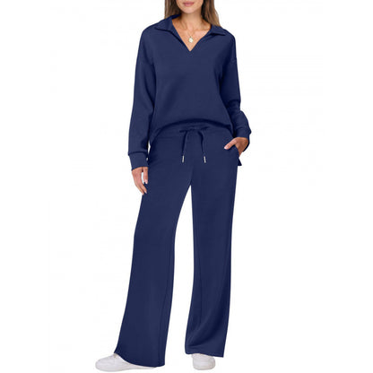 Women's Tracksuit Sports Suit V-neck Long-sleeved Pullover