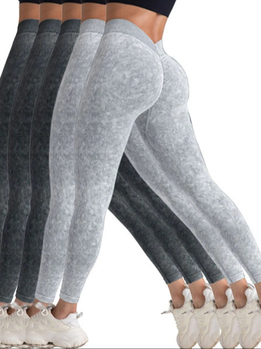 5 Pack V-Back Scrunch Butt Workout Leggings Women Gym Yoga